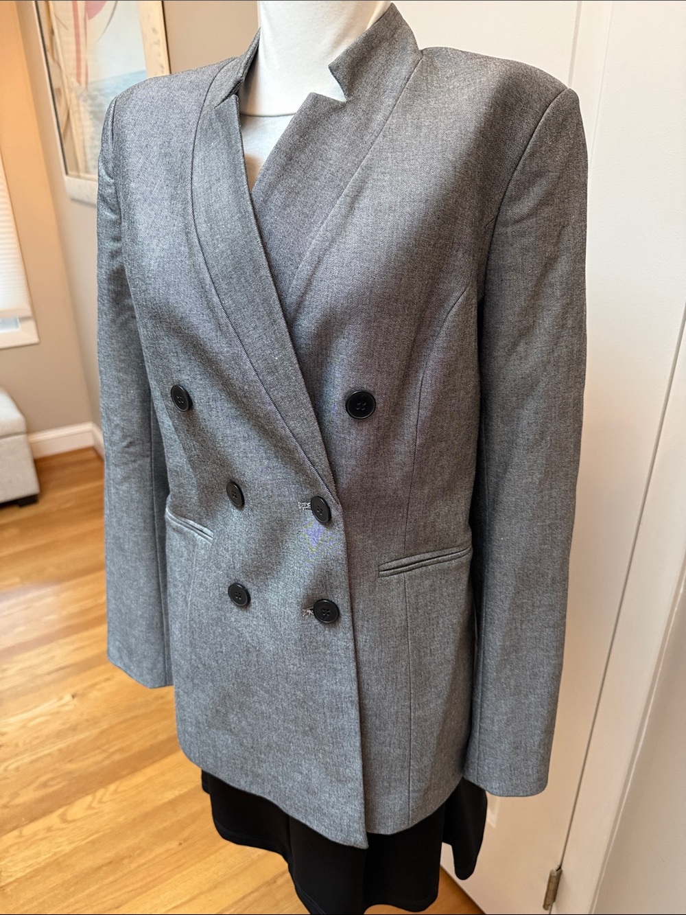 Lysse Grey Double-Breasted Blazer Jacket size S